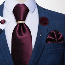 Load image into Gallery viewer, 8cm Men Silk Tie White Solid Necktie Men's Formal Wedding Party Ties Cufflinks Hanky Flower Brooch Set Men Gift Corbatas DiBanGu