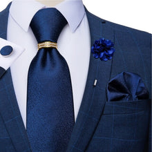 Load image into Gallery viewer, 8cm Men Silk Tie White Solid Necktie Men's Formal Wedding Party Ties Cufflinks Hanky Flower Brooch Set Men Gift Corbatas DiBanGu
