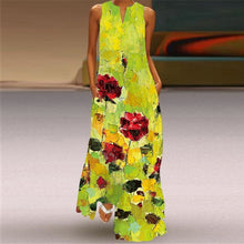 Load image into Gallery viewer, Summer Women Fashion Printed Flowers Sleeveless Casual Dress Sundress Ladies Elegant Party Vintage Peacock feather Long Dresses