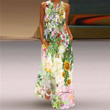 Load image into Gallery viewer, Summer Women Fashion Printed Flowers Sleeveless Casual Dress Sundress Ladies Elegant Party Vintage Peacock feather Long Dresses