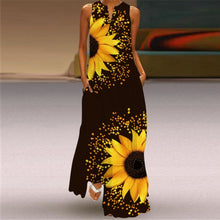 Load image into Gallery viewer, Summer Women Fashion Printed Flowers Sleeveless Casual Dress Sundress Ladies Elegant Party Vintage Peacock feather Long Dresses