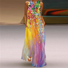 Load image into Gallery viewer, Summer Women Fashion Printed Flowers Sleeveless Casual Dress Sundress Ladies Elegant Party Vintage Peacock feather Long Dresses