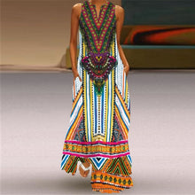 Load image into Gallery viewer, Summer Women Fashion Printed Flowers Sleeveless Casual Dress Sundress Ladies Elegant Party Vintage Peacock feather Long Dresses