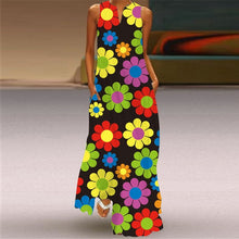 Load image into Gallery viewer, Summer Women Fashion Printed Flowers Sleeveless Casual Dress Sundress Ladies Elegant Party Vintage Peacock feather Long Dresses