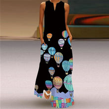 Load image into Gallery viewer, Summer Women Fashion Printed Flowers Sleeveless Casual Dress Sundress Ladies Elegant Party Vintage Peacock feather Long Dresses