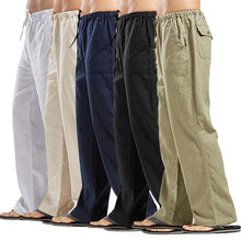 Load image into Gallery viewer, Men Pants Cotton Linen Trousers for Men Joggers Casual Solid Elastic Waist Loose Sports Running Oversize Pants Streetwear