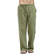 Load image into Gallery viewer, Men Pants Cotton Linen Trousers for Men Joggers Casual Solid Elastic Waist Loose Sports Running Oversize Pants Streetwear