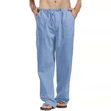 Load image into Gallery viewer, Men Pants Cotton Linen Trousers for Men Joggers Casual Solid Elastic Waist Loose Sports Running Oversize Pants Streetwear