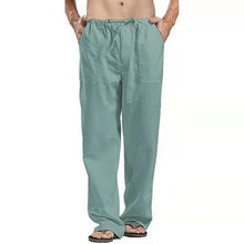 Load image into Gallery viewer, Men Pants Cotton Linen Trousers for Men Joggers Casual Solid Elastic Waist Loose Sports Running Oversize Pants Streetwear