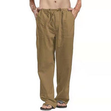 Load image into Gallery viewer, Men Pants Cotton Linen Trousers for Men Joggers Casual Solid Elastic Waist Loose Sports Running Oversize Pants Streetwear