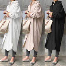 Load image into Gallery viewer, ZANZEA Women Autumn Sundress Elegant Long Shirt Dress Lapel Neck Long Sleeve Solid Vestido Casual Loose Work Dresses