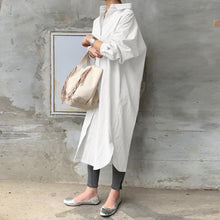 Load image into Gallery viewer, ZANZEA Women Autumn Sundress Elegant Long Shirt Dress Lapel Neck Long Sleeve Solid Vestido Casual Loose Work Dresses