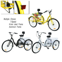 Load image into Gallery viewer, Ridgeyard 26 Inch 24 Inch Adult Tricycle Shopping Cargo 7-Speed Bicycle 26" 24" Three Wheel Bike Trike With Basket Cart Backrest