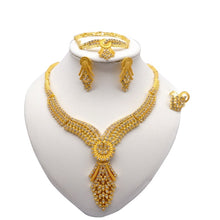 Load image into Gallery viewer, Necklace Sets For Women Dubai African Gold Jewelry Set Bride Earrings Rings Indian Nigerian Wedding Jewelery Set Gift