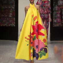 Load image into Gallery viewer, Celmia Bohemian Women Halter Floral Print Long Dress 2021 Summer Sexy Sleeveless Ruffled Maxi Sundress Backless Party Vestidos