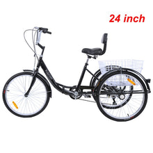 Load image into Gallery viewer, Ridgeyard 26 Inch 24 Inch Adult Tricycle Shopping Cargo 7-Speed Bicycle 26" 24" Three Wheel Bike Trike With Basket Cart Backrest