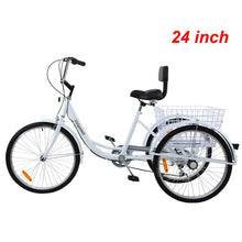 Load image into Gallery viewer, Ridgeyard 26 Inch 24 Inch Adult Tricycle Shopping Cargo 7-Speed Bicycle 26" 24" Three Wheel Bike Trike With Basket Cart Backrest