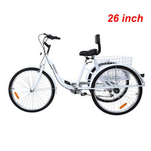 Load image into Gallery viewer, Ridgeyard 26 Inch 24 Inch Adult Tricycle Shopping Cargo 7-Speed Bicycle 26" 24" Three Wheel Bike Trike With Basket Cart Backrest
