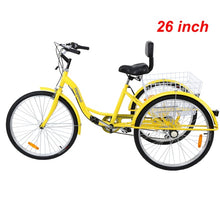 Load image into Gallery viewer, Ridgeyard 26 Inch 24 Inch Adult Tricycle Shopping Cargo 7-Speed Bicycle 26" 24" Three Wheel Bike Trike With Basket Cart Backrest
