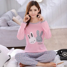 Load image into Gallery viewer, Pajamas Sets Spring Autumn Carton Women Long Sleeve Sleepwear Suit Cute Big Girls Homewear Gift for Female Sleepwear