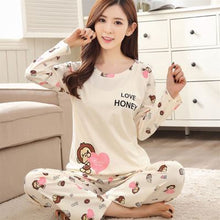 Load image into Gallery viewer, Pajamas Sets Spring Autumn Carton Women Long Sleeve Sleepwear Suit Cute Big Girls Homewear Gift for Female Sleepwear