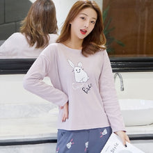 Load image into Gallery viewer, Pajamas Sets Spring Autumn Carton Women Long Sleeve Sleepwear Suit Cute Big Girls Homewear Gift for Female Sleepwear