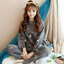 Load image into Gallery viewer, Pajamas Sets Spring Autumn Carton Women Long Sleeve Sleepwear Suit Cute Big Girls Homewear Gift for Female Sleepwear
