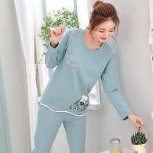 Load image into Gallery viewer, Pajamas Sets Spring Autumn Carton Women Long Sleeve Sleepwear Suit Cute Big Girls Homewear Gift for Female Sleepwear
