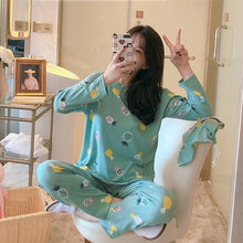 Load image into Gallery viewer, Pajamas Sets Spring Autumn Carton Women Long Sleeve Sleepwear Suit Cute Big Girls Homewear Gift for Female Sleepwear
