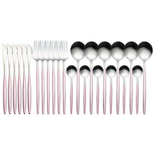 Load image into Gallery viewer, 24pcs Gold Dinnerware Set Stainless Steel Tableware Set Knife Fork Spoon Luxury Cutlery Set Gift Box Flatware Dishwasher Safe