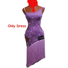 Load image into Gallery viewer, New Purple Latin Dress Competition Dance Costumes Embroidery Charleston Clothing Female Custom Purple Fringed Dance Skirt BL2894
