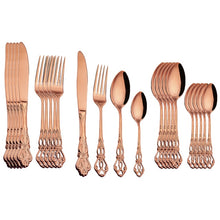 Load image into Gallery viewer, 24pcs Cutlery Set Gold Dinnerware Stainless Steel Royal Spoon Forks Knives Kitchen Western Dinner Silverware Tableware Gift