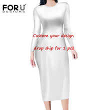 Load image into Gallery viewer, FORUDESIGNS Fashion Autumn Women Slim Pencil Dress Polynesian Hawaii Hibiscus Purple Plus Size Midi Bodycon Dresses for Female