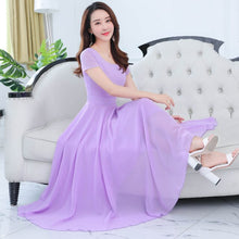 Load image into Gallery viewer, 2021 Summer Elegant Women Boho Beach Maxi Dress Party Bodycon Purple O-neck Short Sleeve Long Vestidos Chiffon Casual Midi Dress