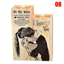 Load image into Gallery viewer, Heart-shaped Decoration Candle Holder with 2 x Candle Wooden Candle Container Set with Printing Gift for Friends Lovers Family