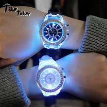Load image into Gallery viewer, led Flash Luminous Watch Personality trends students lovers jellies woman men's watches 7 color light WristWatch