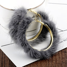 Load image into Gallery viewer, Mink Fur Large Circle Round Ear Hoop Earrings
