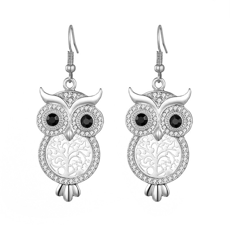 Fashion Personality Owl Ear Hook Punk Opal Earrings Alloy Earrings