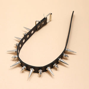 Black Punk Rock Leather Necklace Necklace
