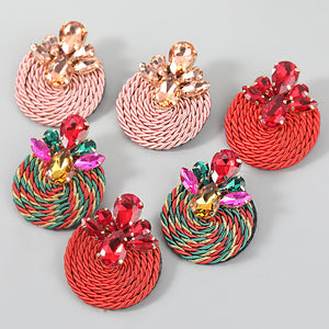 Polyester Stretch Thread Woven Round Earrings