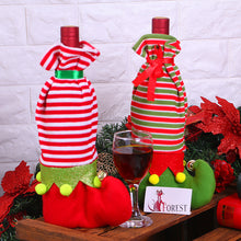 Load image into Gallery viewer, Christmas Decorations Striped Christmas Wine Bottle Set
