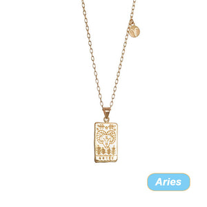 Tarot Necklace Popular Square Brand Retro Constellation Necklace