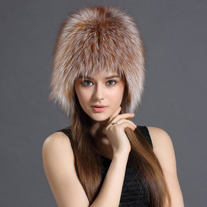 New European And American Fashion Fox Fur Woven Hat Fox Fur Straw Hat Fox Hat Fashion