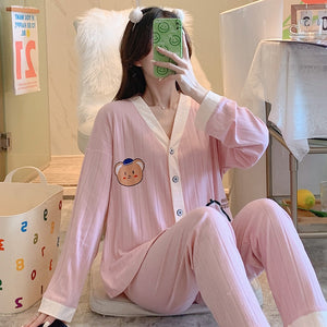 Pajamas Women's Long-sleeved Spring And Autumn Thin Section Net Red Cotton Cute