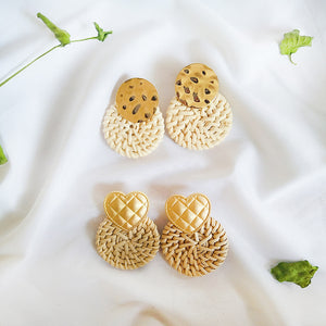 Round Rattan Braided Earrings Jewelry Multicolor Female Earrings