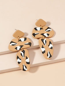 Retro Style Hit Color Round Geometric Long Earrings