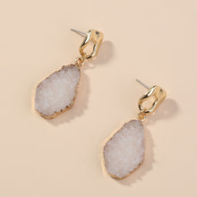 Load image into Gallery viewer, White Imitation natural stone geometric earrings earrings drop earrings, small ears with ear studs
