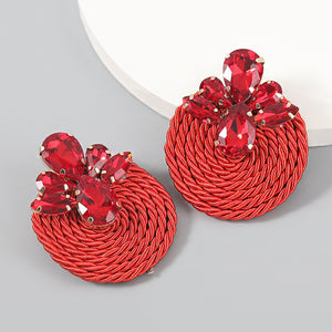 Polyester Stretch Thread Woven Round Earrings