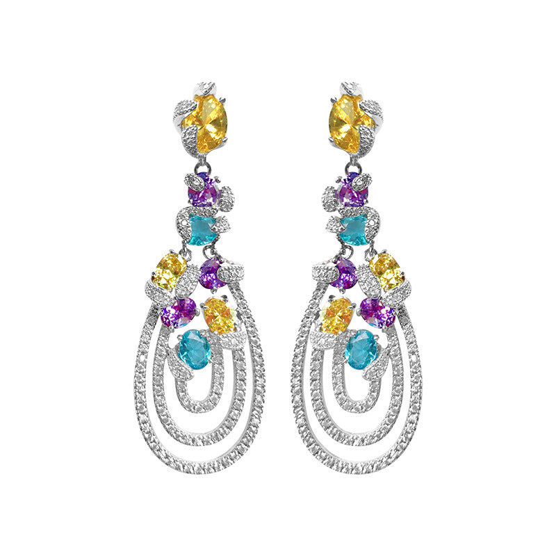 Tassel Earrings Long Drop-shaped Dinner Earrings Silver Needle Stud Earrings