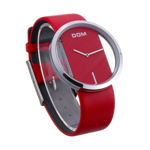 DOM Women Luxury Leather Strap Waterproof Quartz Watch